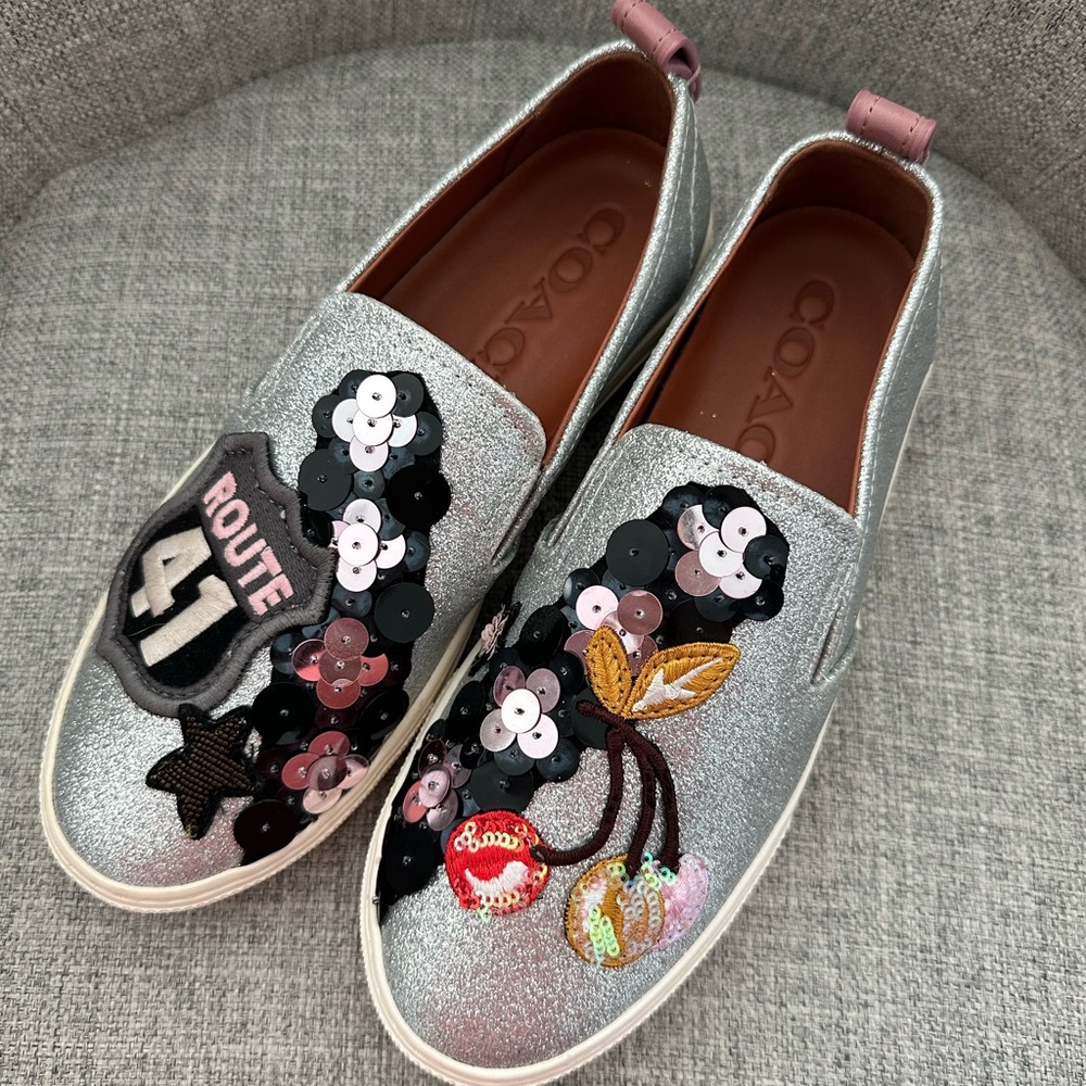 Coach Route 41 Glitter Slip On Sneaker Size 7